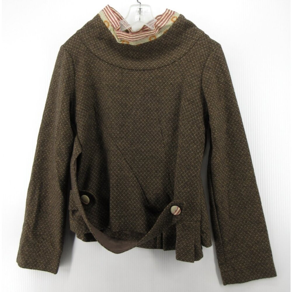 Gro Abrahamsson Jacket 40 Casch Wool Geometric Textured Art US 8